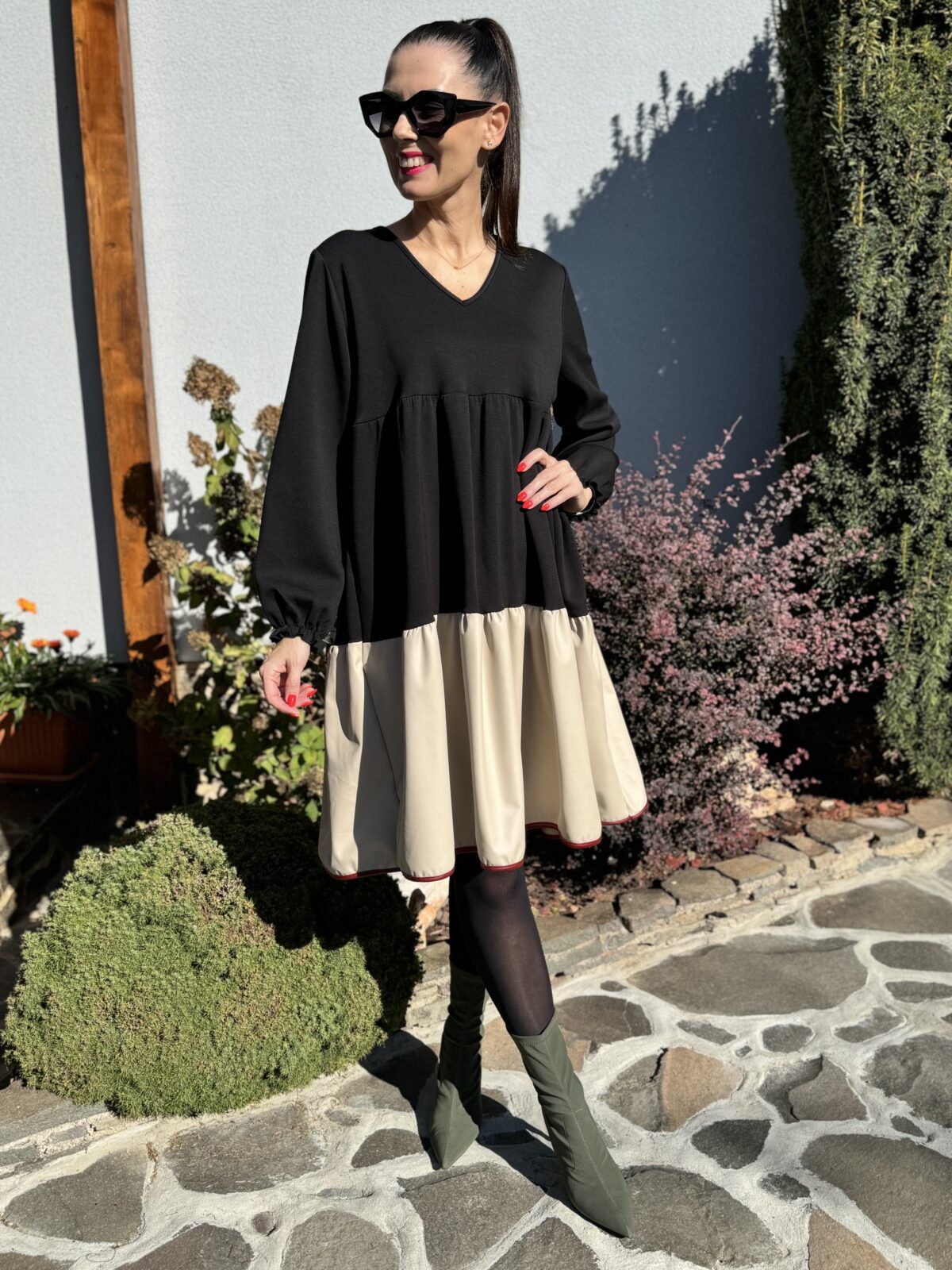 Dámske šaty Rania čierno-béžové